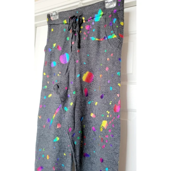 NWT Metallic Paint Splattered Knit Joggers - Picture 8 of 11